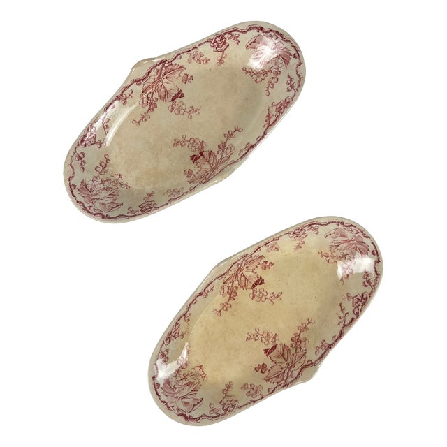 Oval Side-Handled Serving Dishes from KG Lunéville, Set of 2 For Sale