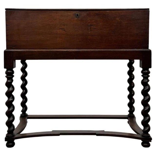 19th Century Victorian English Oak Box on Stand For Sale - Image 11 of 11