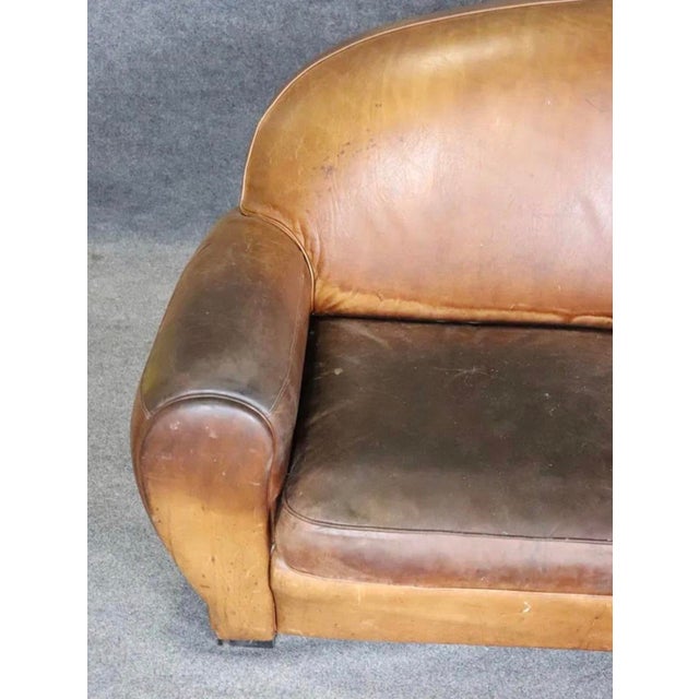 Late 20th Century Late 20th Century Deco Style Leather Loveseat For Sale - Image 5 of 7