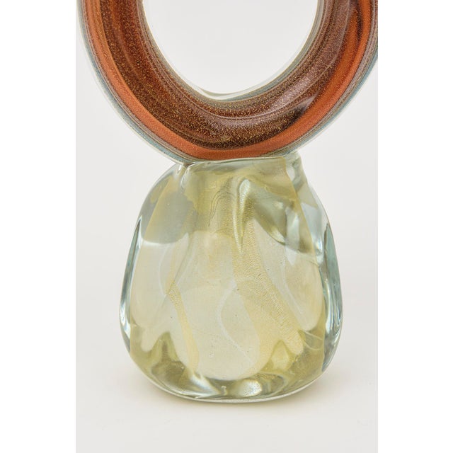 Burnt Orange Vintage Murano Swirled Signed Love Knot Glass Sculpture, 1980's For Sale - Image 8 of 9