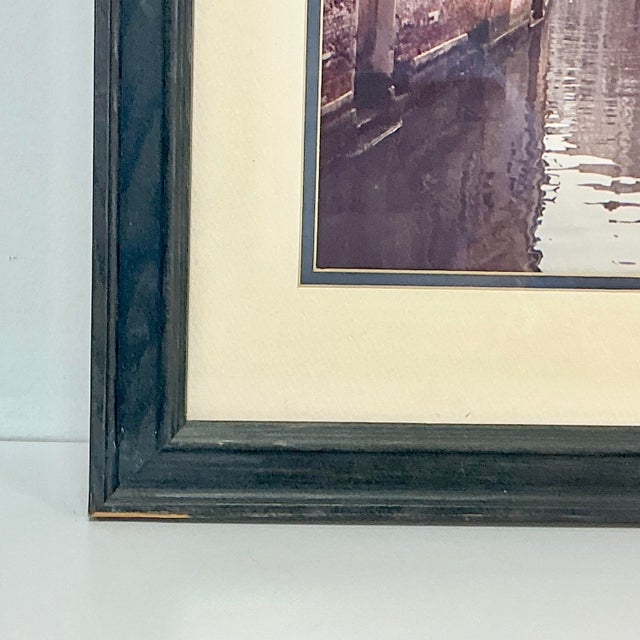 1970s 1980s Vintage Italian Boho Chic Cityscape Residential Canal Framed Photography, Laundry Day. For Sale - Image 5 of 13