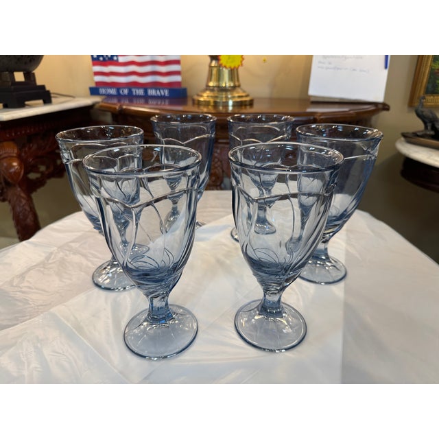 Vintage Noritake Sweet Swirl, Light Blue Sweet Tea Glasses - Set of 6 For Sale In Birmingham - Image 6 of 11