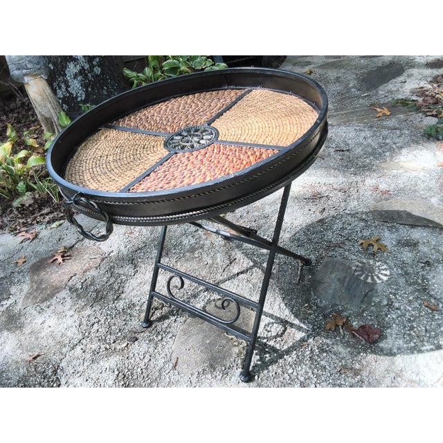 Elevate your space with this gorgeous, vintage Hollywood Regency style folding butler tray accent table. Featuring an...