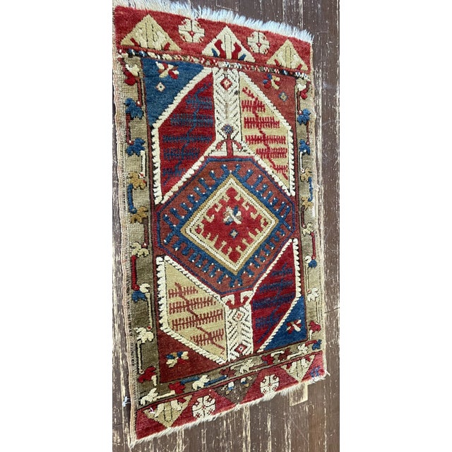 Tribal Antique Oushak Yastik Anatolian Rug, the Stars 20" X 32" For Sale - Image 3 of 8