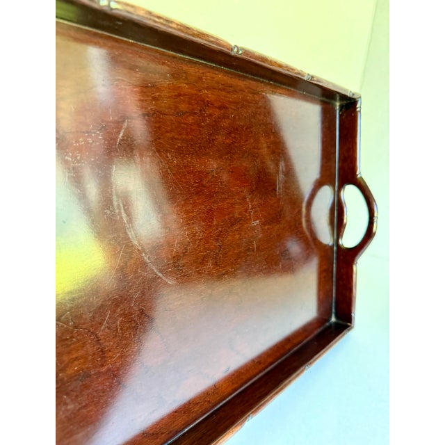 1930's Chinese Carved Rosewood Faux Bamboo Handled Tray For Sale - Image 11 of 12