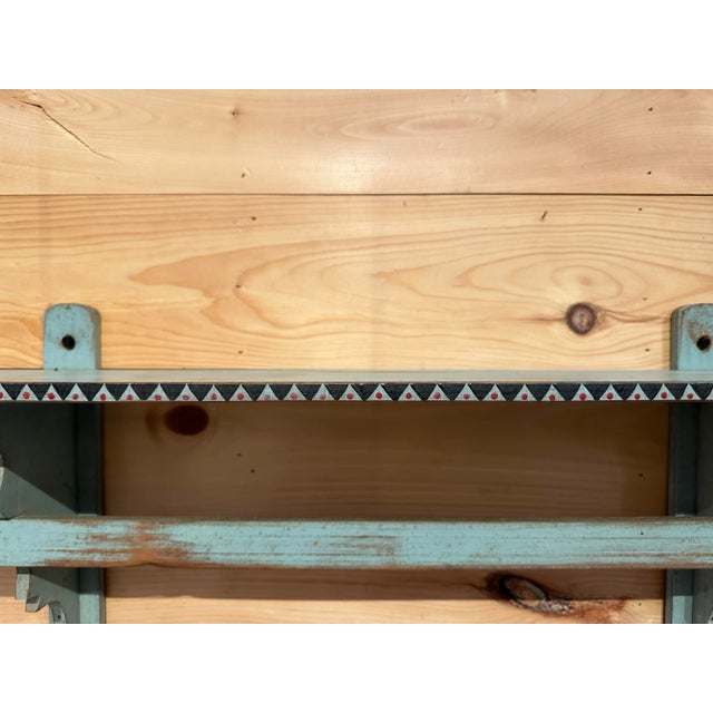 Folk Art Early 1900s Folk Art Paint Shelf and Towel Rack For Sale - Image 3 of 9