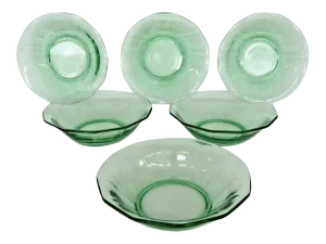 Depression Uranium Glass Green Small Ice Cream Dessert Dishes 725B - Set of 6
