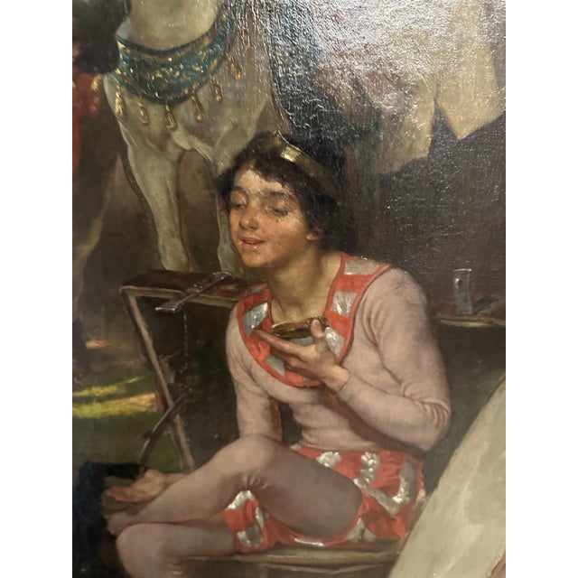 Brown Heinrich Waldschmidt, Circus – Circus Artists and Horse, 1870, Oil Painting on Canvas For Sale - Image 8 of 11