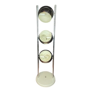Mid Century Modern Three Eyeball Lamp Chrome and White Enamel For Sale