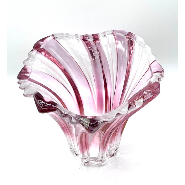 Glass Cranberry Clear Glass Vase by Josef Hospodka, 1960s For Sale - Image 7 of 18