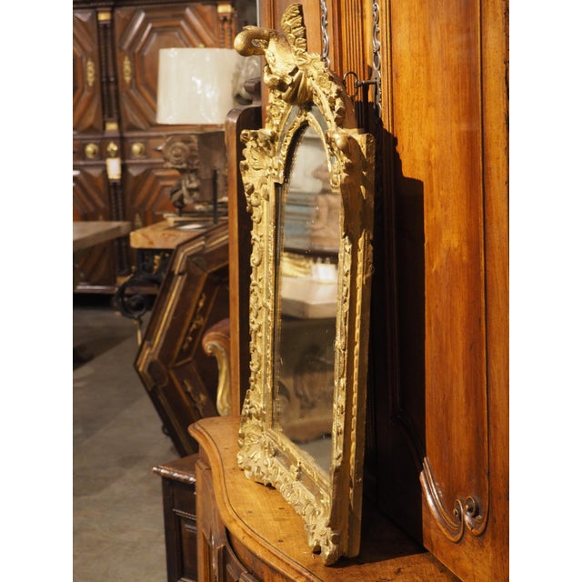 18th Century French Parecloses Giltwood Mirror, the Pelican in Her Piety For Sale - Image 9 of 15