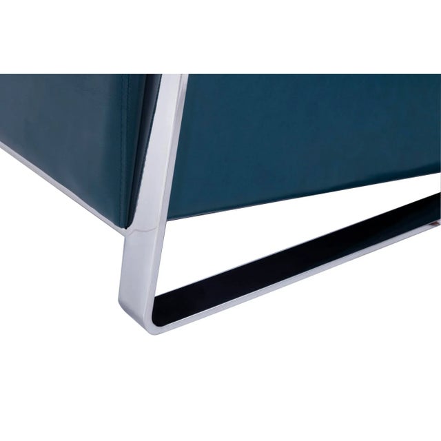 Teal Pasargad Home Luxe Upholstered Armchair, Teal For Sale - Image 8 of 9