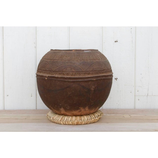 Antique Engraved Clay Water Pot For Sale - Image 4 of 9