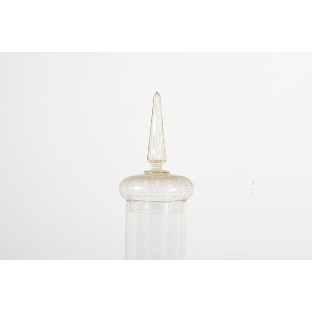 Large Glass Pillar with Delicate Engravings, 1920s For Sale - Image 3 of 7
