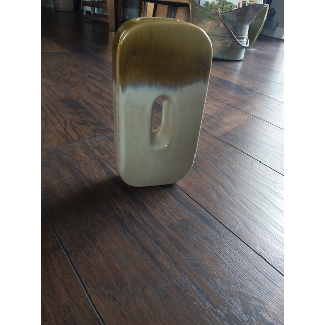 Ceramic Vintage Cream & Brown Vase For Sale - Image 7 of 10