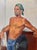 1970s Stunning Vintage 1970 Commissioned Painting of a Half Nude Male Wearing a Head Bandana While Resting Against a Counter For Sale - Image 5 of 9