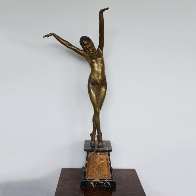 Demetre Chiparus, Art Deco Egyptian Dancer, 1920s-1940s, Bronze & Marble For Sale - Image 3 of 14