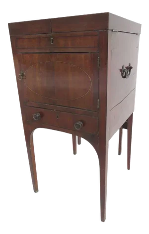 English Mahogany Enclosed Lift Top Dressing Stand