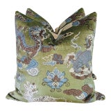 Pierre Frey Wanly Pillows in Foret Green - Pair 22" For Sale