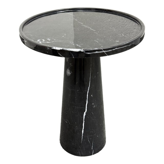 Michael Oren Designs Marquina Marble Pedestal Side Table For Sale