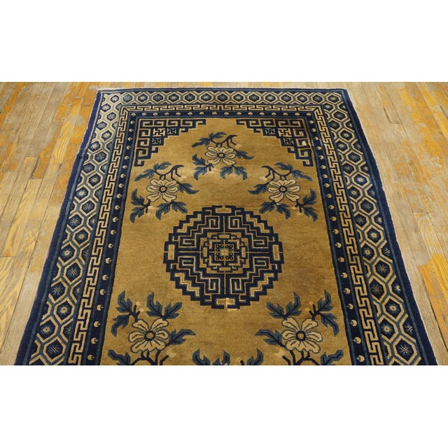 Camel 1920s Tan Camel Medallion Traditional Antique Chinese Baotou Wool Rug 4' X 6'2'' For Sale - Image 8 of 8