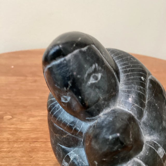 Mid-Century Inuit Eskimo Art Carving Gorgeous Stone Seal Hunter Arist Signed For Sale - Image 11 of 13