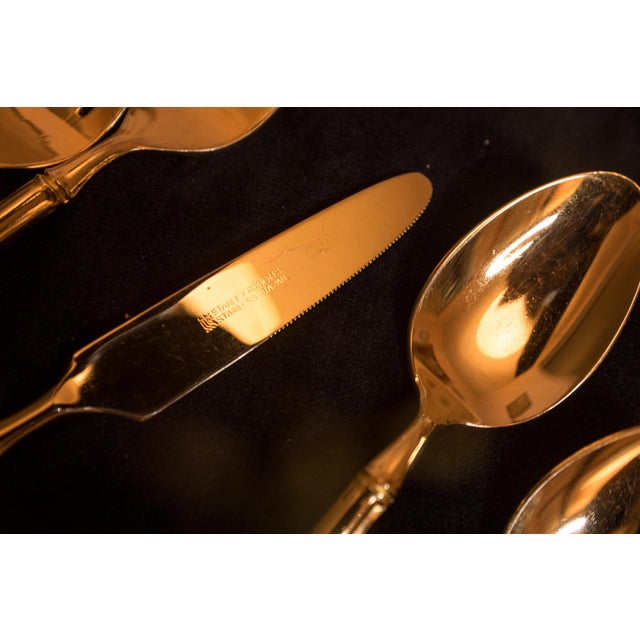 Vintage Stanley Roberts Gold Bamboo Flatware Service for 8 With Serving Spoons - 42 Pieces For Sale - Image 9 of 12