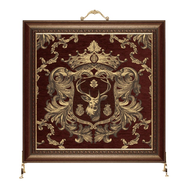 Regal Stag Red Tapestry Firescreen For Sale