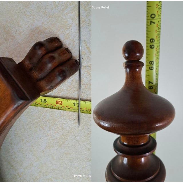 Antique Mahogany Hall Tree Coat & Hat Stand With Lion Paw Feet, For Sale - Image 13 of 15