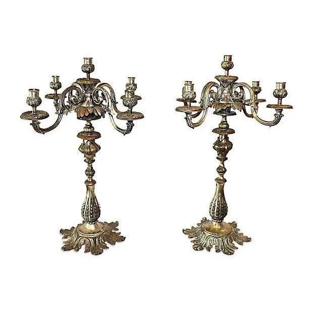 Antique French Bronze Candelabra - A Pair For Sale