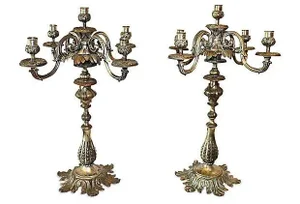 Antique French Bronze Candelabra - A Pair
