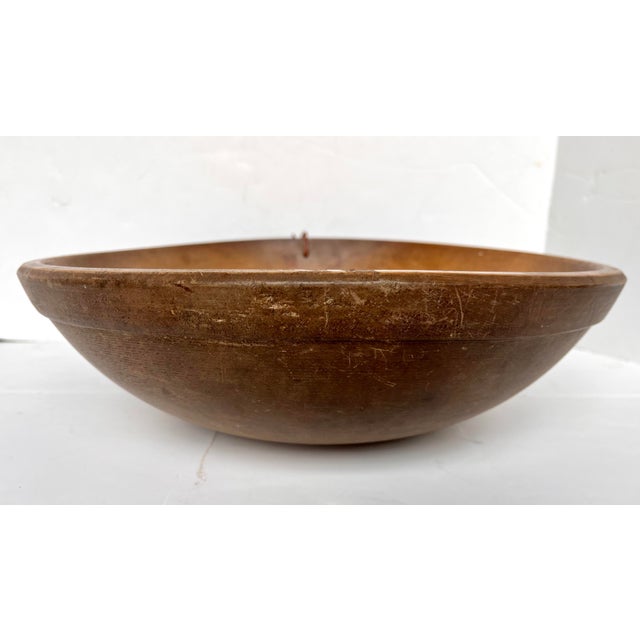 Antique Late 1800s Turned Wood Mixing Dough Bowl For Sale - Image 4 of 12
