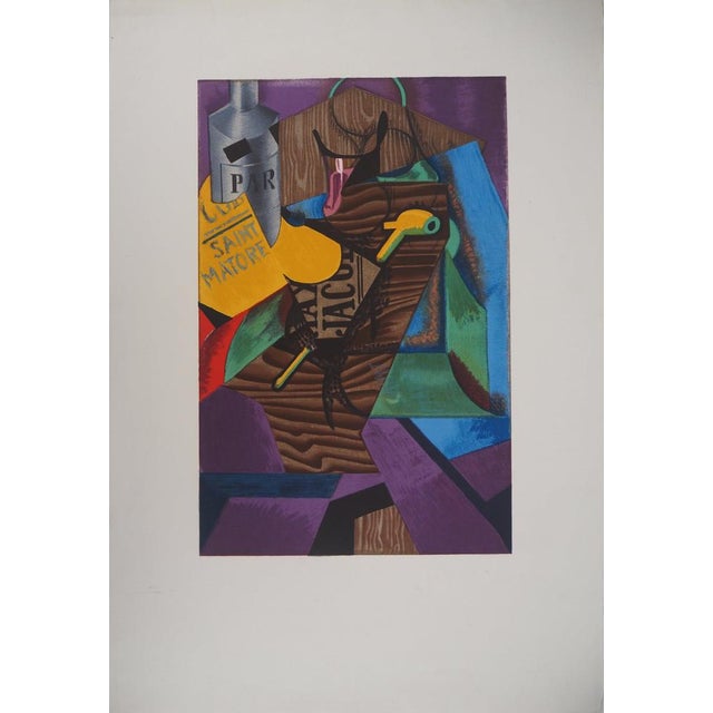 Juan Gris, Composition cubiste à la pipe et au journal, Lithograph, 1974 For Sale - Image 6 of 6
