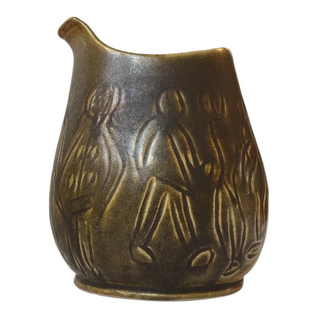 Modernist Green Glazed Stoneware Vase by Hans Nielsen Buch for HNB, 1960s For Sale