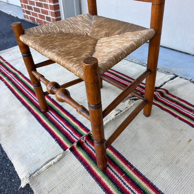 Antique Hudson Valley of New York, Queen Anne Turned Side Chair With Rush Seat, 18th Century For Sale - Image 6 of 18