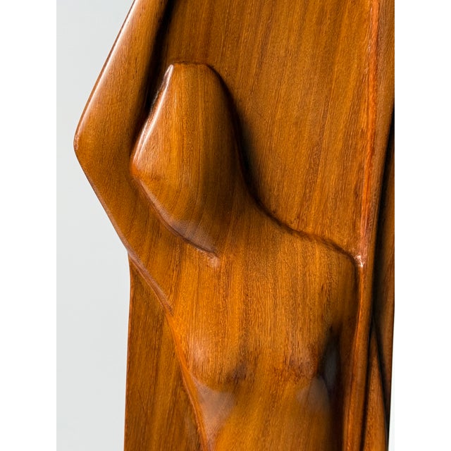 Large Mid-Century Hand-Carved Sculpture of a Woman with Boat and Paddle, 1960s, Teak For Sale - Image 17 of 18