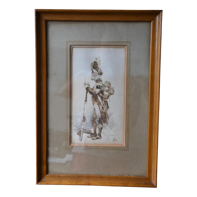 Edouard Detaille, Officer of the Foot Grenadiers of the Imperial Guard, Drawing, Framed For Sale