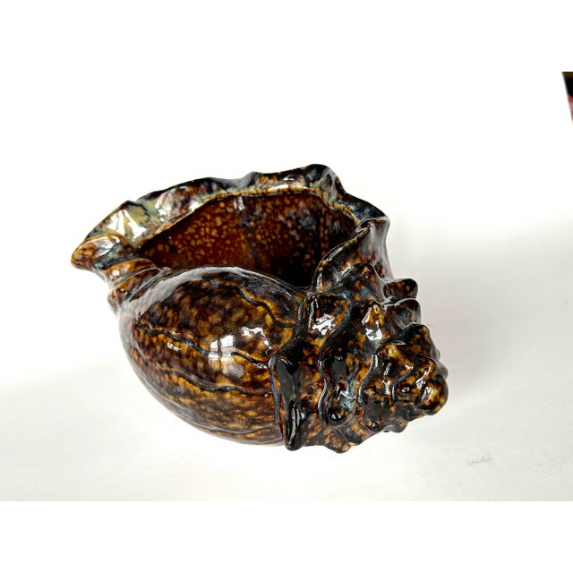 Brown Ceramic Pottery Seashell Figurine Planter For Sale - Image 8 of 10