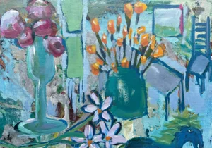 “Wild Pony #2” Original, Acrylic, Abstract Expressionism Still Life by Linda McDonough