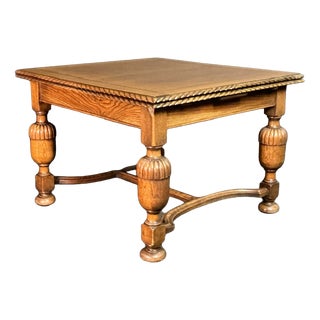 Antique Oak Extending Draw Leaf Table, 1925 For Sale