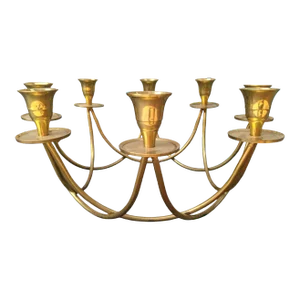 Mid Century Modern Brass Centerpiece Candelabra 8 Arm Candle Holder