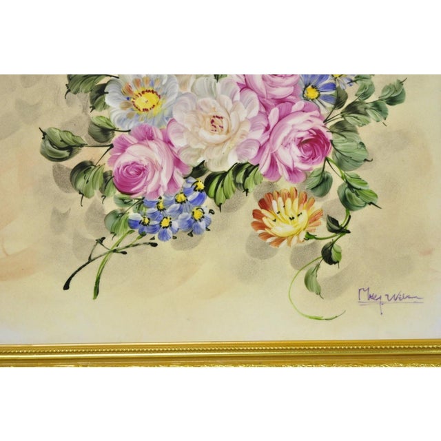 Late 20th Century Mary Wilson French Hand Painted Porcelain Plaque Pink Rose Flower Painting (B) For Sale In Philadelphia - Image 6 of 16