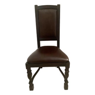 Vintage South Cone Trading Company Tall Back Leather and Wood Chair Spanish Colonial Western Style Mint Condition. For Sale
