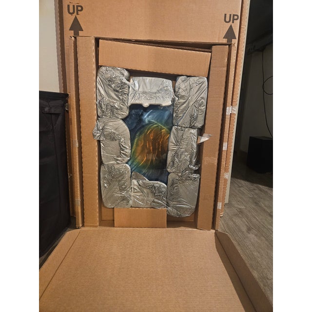 Painting in aluminum. Hand-engraved signature by the artist, lower right. Titled, signed, and dated on the verso. A unique...