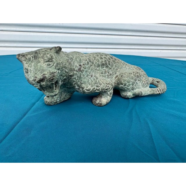 Modern Mid 20th Century Bronze Leopard With Spots and Patina For Sale - Image 3 of 6