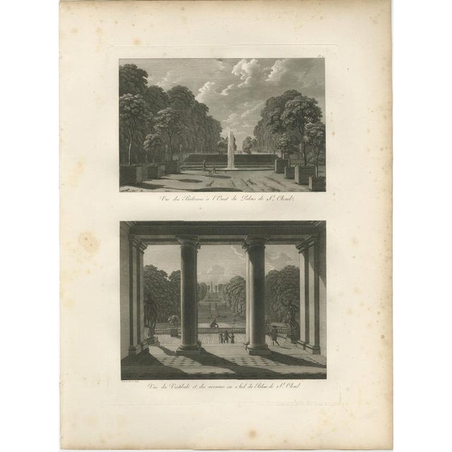 Hollywood Regency Louis-Pierre Baltard, Views of the Gardens and Vestibule of Saint-Cloud Palace, 1803, Engraving For Sale - Image 3 of 9