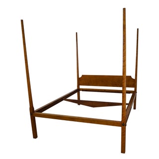 Tiger Maple Custom Queen Size Poster Canopy Bed For Sale