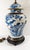 We are selling this nice Chinese decorative table lamp in blue and white. This crackled Baluster Jar form vase has floral...