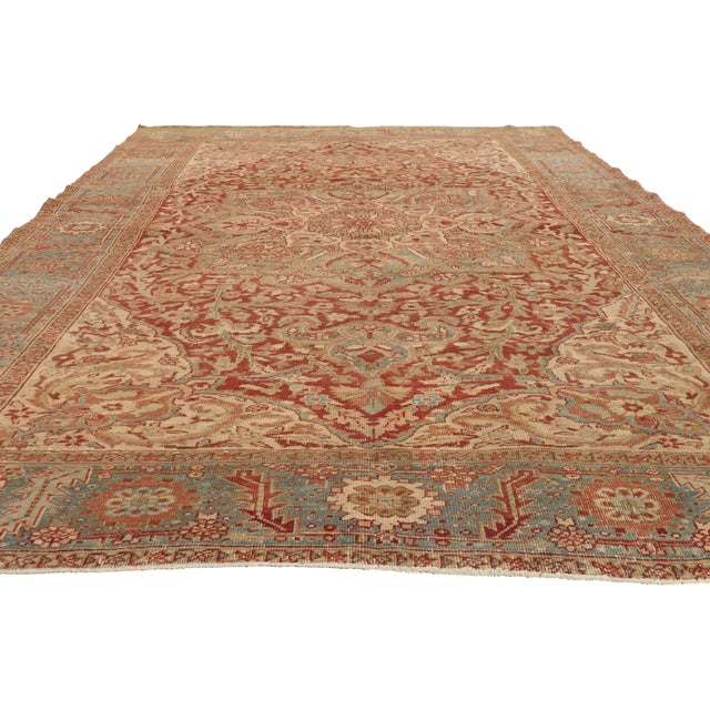 Rustic Antique Persian Heriz Rug, 07'07 X 10'10 For Sale - Image 3 of 10
