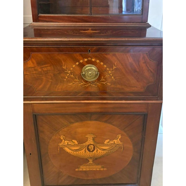 Antique Regency Mahogany Inlaid Astragal Glazed Library Bookcases, 1820, Set of 2 For Sale - Image 10 of 17